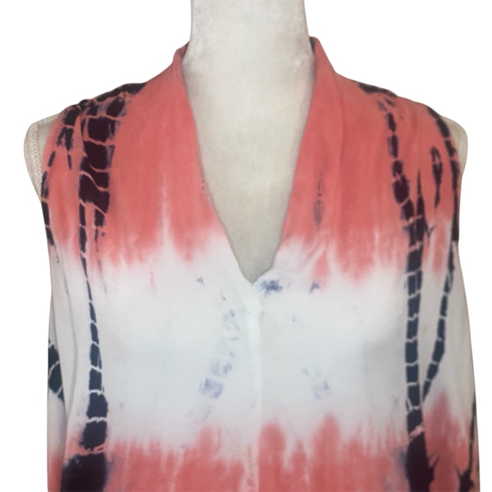 Women’s Orange White Multicolor Sleeveless Tunic Pullover Top Sz‎ M - Picture 4 of 5